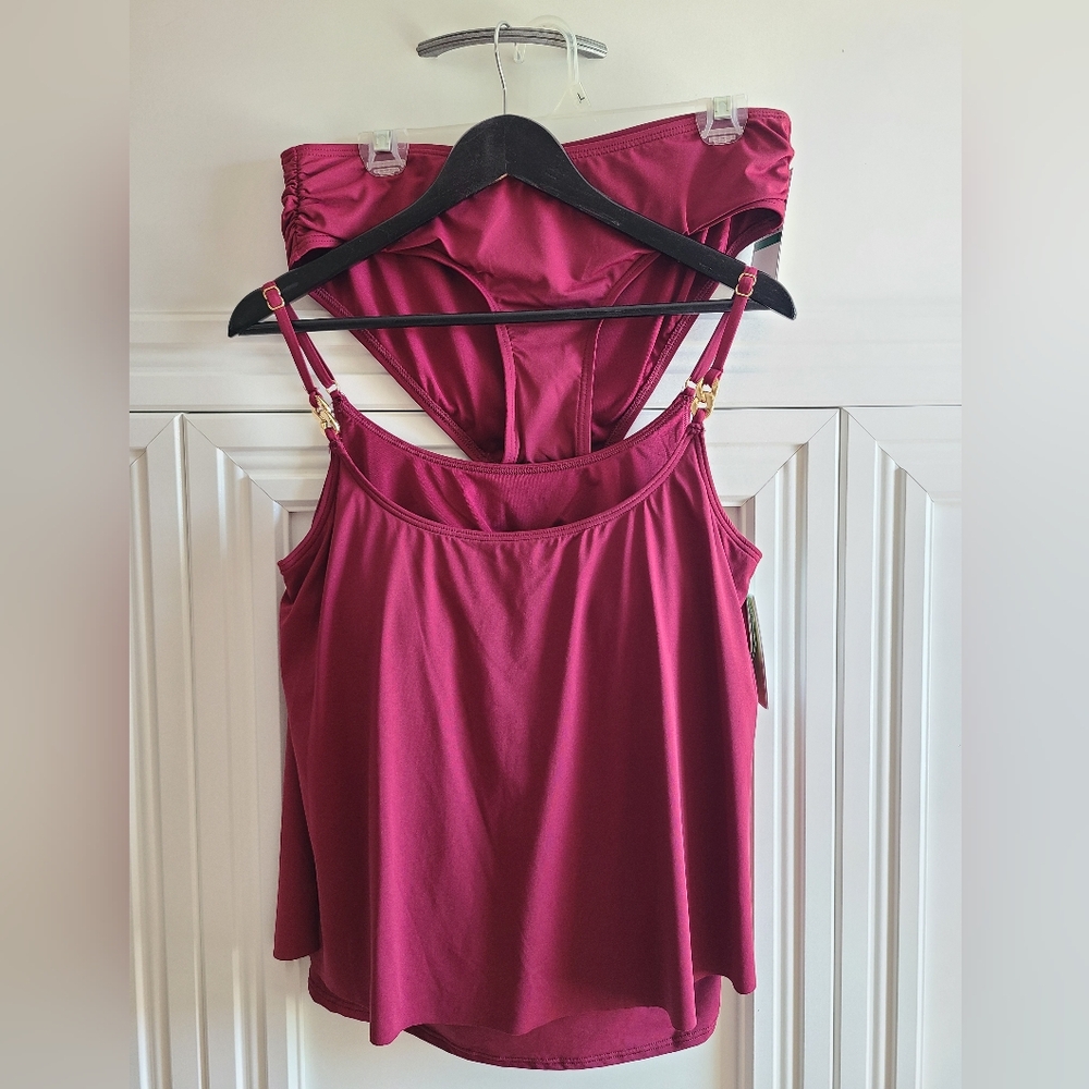 MICHAEL Michael Kors iconic solids double layer 2 pcs bathing suit - size L
